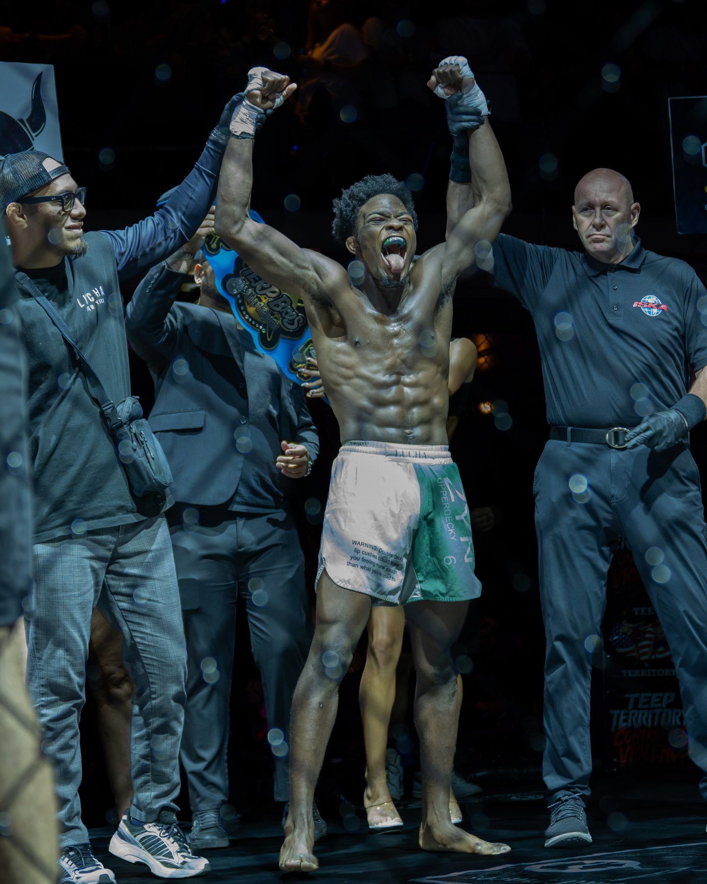 Fighter celebrates his Flex Fight Series victory